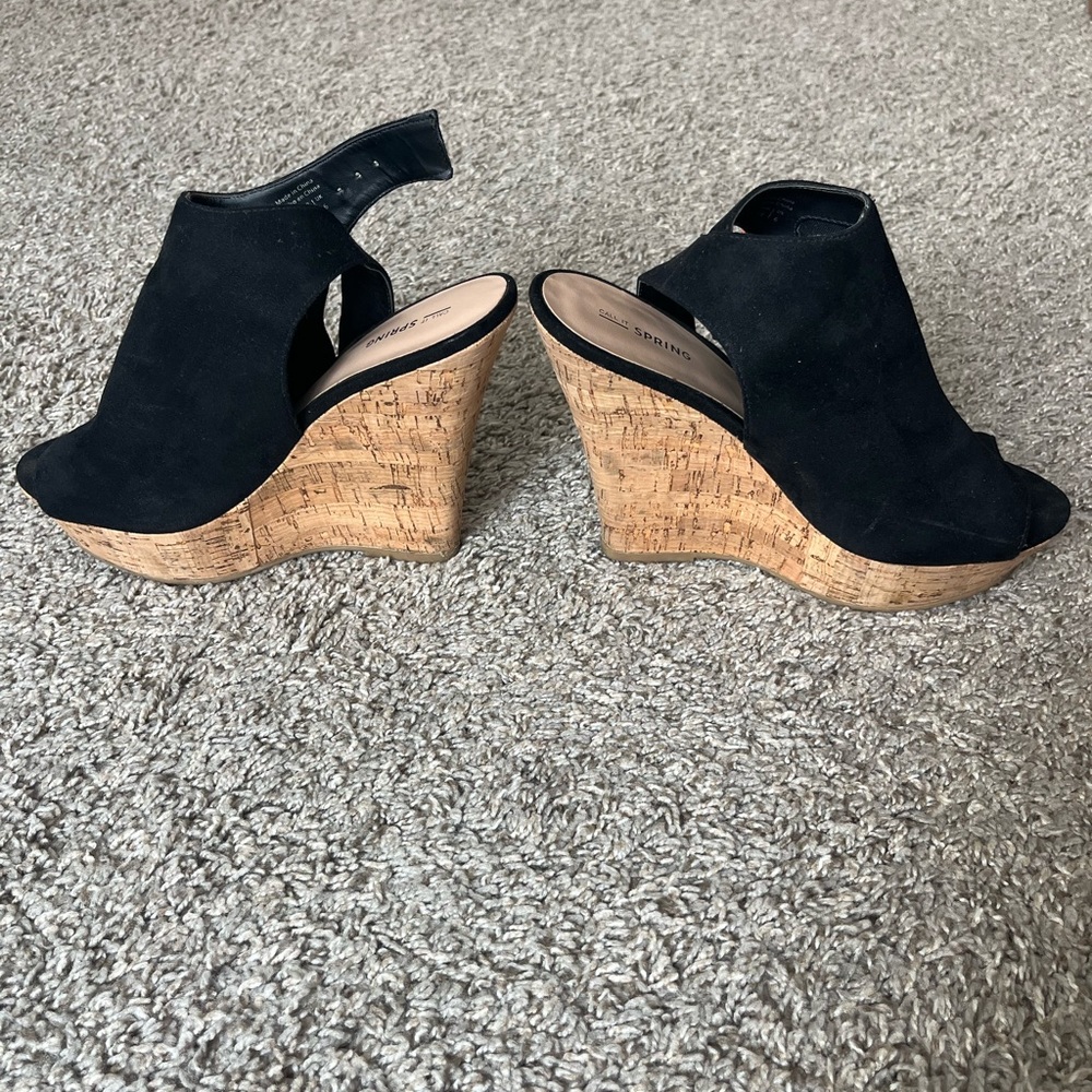 Call It Spring Black Wedge Shoes Stylish Design